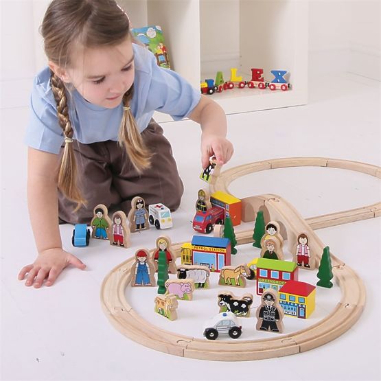 Bigjigs Rail Large set of wooden train track accessories
