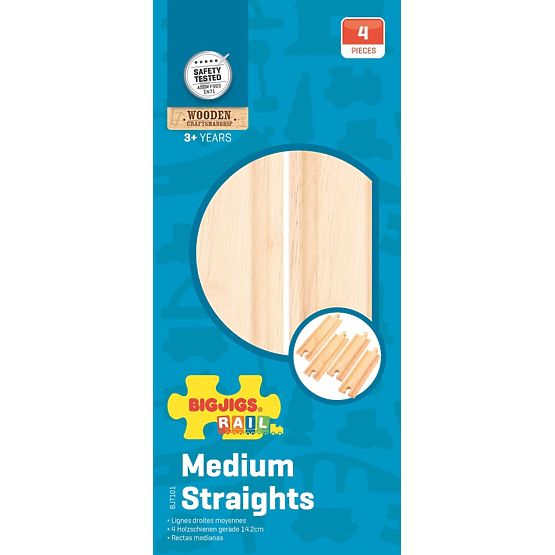 Bigjigs Rail Medium straight rails 16 cm 4 pcs