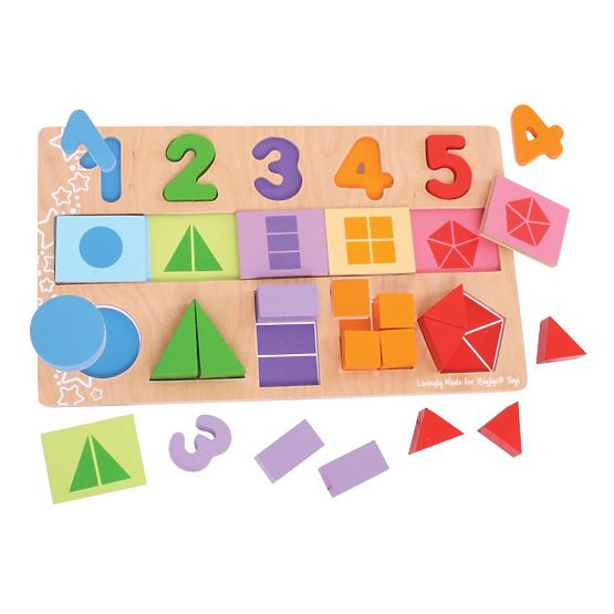 Bigjigs Toys Didactic board Numbers, colors, shapes