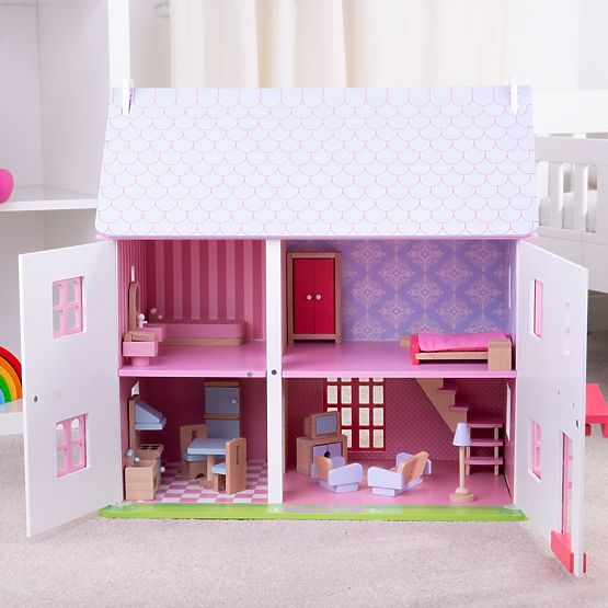 Bigjigs Toys Pink Dollhouse