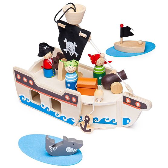 Bigjigs Toys Pirate Ship with Pirates