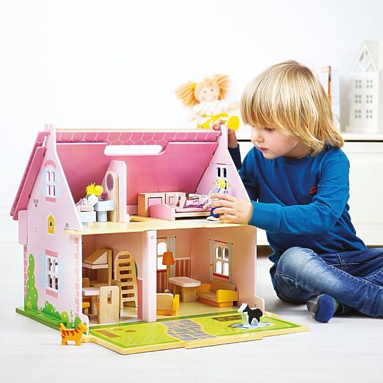 Bigjigs Toys Portable Wooden Dollhouse