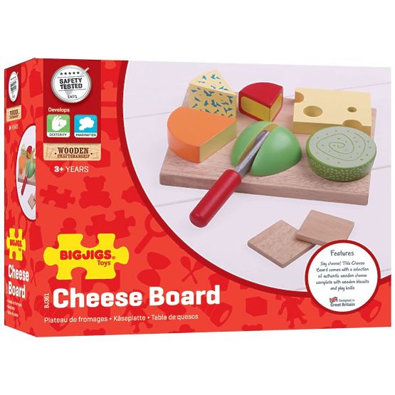 Bigjigs Toys Set of wooden food cheeses on a plate