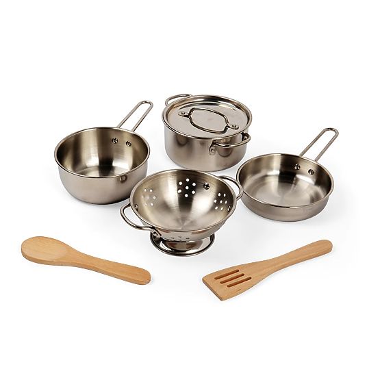 Bigjigs Toys Stand with 8-piece Cookware Set