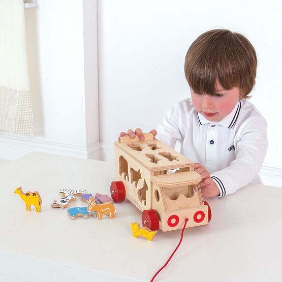 Bigjigs Toys Wooden car with animals