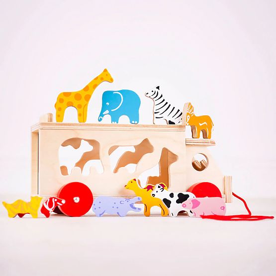 Bigjigs Toys Wooden car with animals