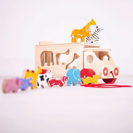 Bigjigs Toys Wooden car with animals