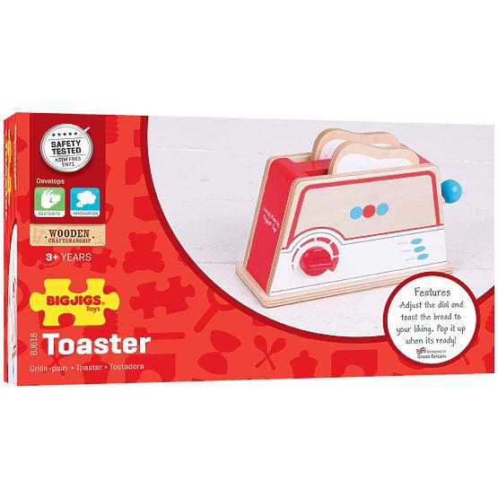 Bigjigs Toys Wooden Toaster with Polka Dots