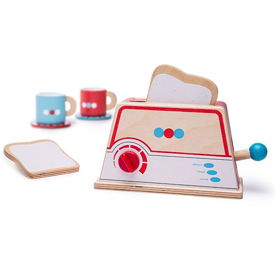 Bigjigs Toys Wooden Toaster with Polka Dots