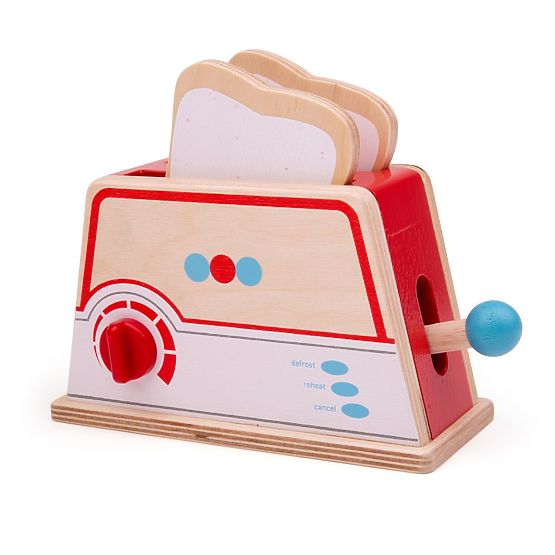 Bigjigs Toys Wooden Toaster with Polka Dots