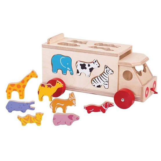 Bigjigs slot machine, truck with animals