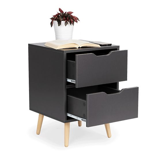 Black bedside table NORLA