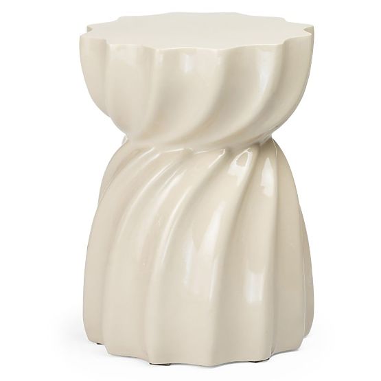 Bloom Side Table 35 cm, Beige, Glossy