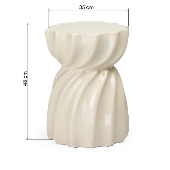 Bloom Side Table 35 cm, Beige, Glossy