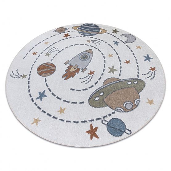 BONO 8288 Round Carpet Space, Planets Cream / Anthracite