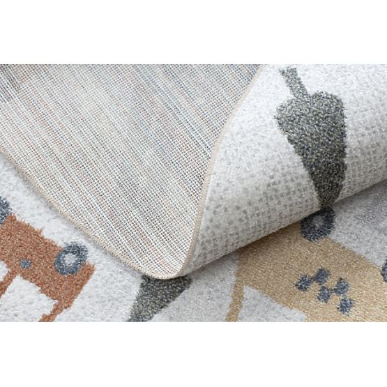 BONO 8436 Round Rug Cars, Streets Cream / Light Gray