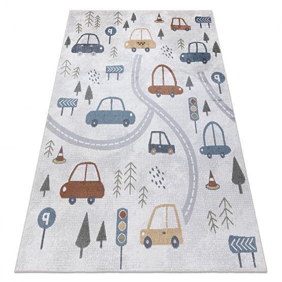 BONO 8436 Rug Cars, Streets Cream / Light Gray