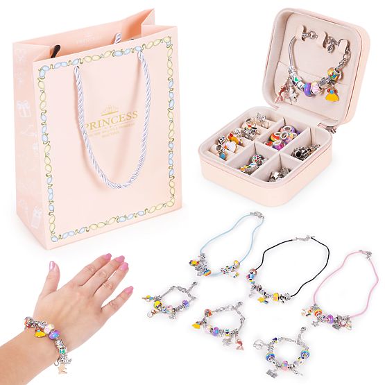 Bracelet, Necklace, Pendant, Bead Making Set 66 Elements + Organizer and Bag