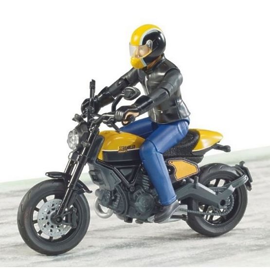 Bruder 63053 BWORLD Motorcycle Scrambler Ducati Cafe Racer with Rider