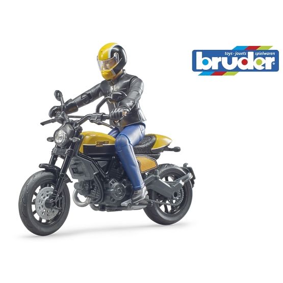 Bruder 63053 BWORLD Motorcycle Scrambler Ducati Cafe Racer with Rider