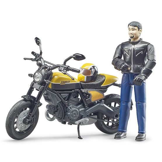 Bruder 63053 BWORLD Motorcycle Scrambler Ducati Cafe Racer with Rider