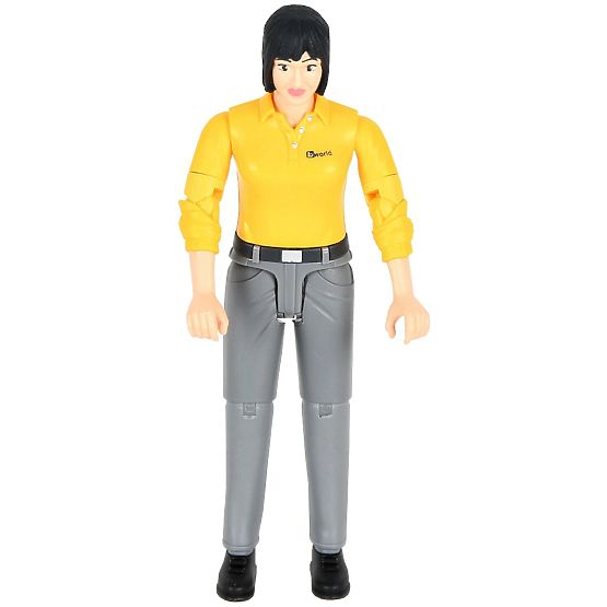 Bruder BWORLD Figure Woman Yellow Shirt, Gray Pants