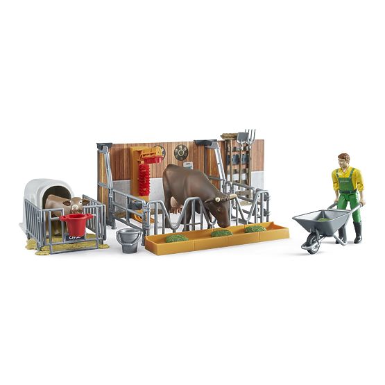 Bruder Cattle Stable with Figures and Accessories