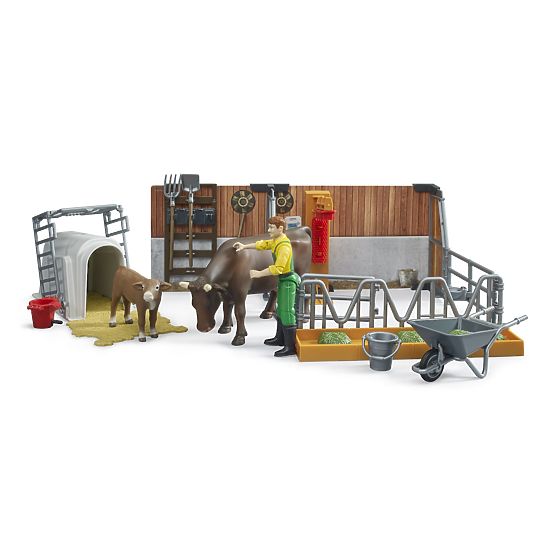 Bruder Cattle Stable with Figures and Accessories