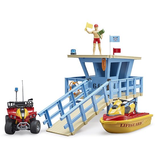 Bruder Coast Guard Tower with Quad Bike, Jet Ski, and Lifeguard