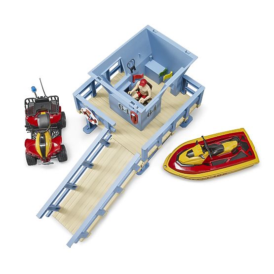 Bruder Coast Guard Tower with Quad Bike, Jet Ski, and Lifeguard
