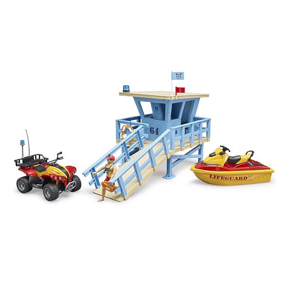 Bruder Coast Guard Tower with Quad Bike, Jet Ski, and Lifeguard