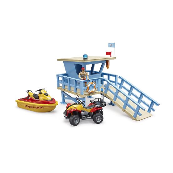 Bruder Coast Guard Tower with Quad Bike, Jet Ski, and Lifeguard