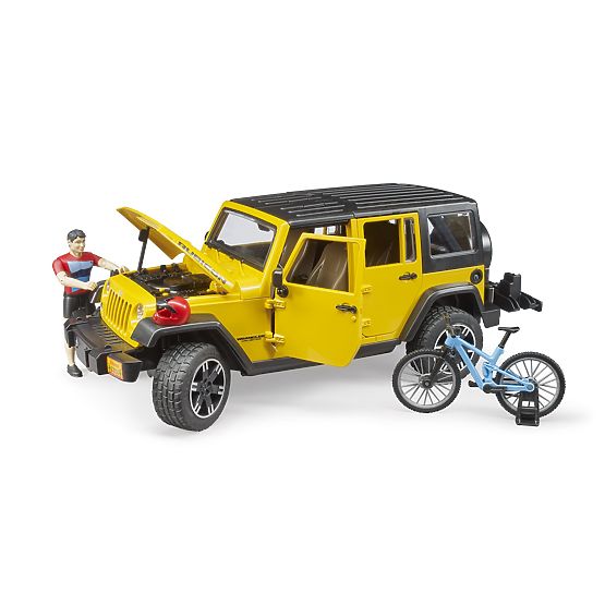Bruder Jeep Wrangler Rubicon with Cyclist and Bicycle