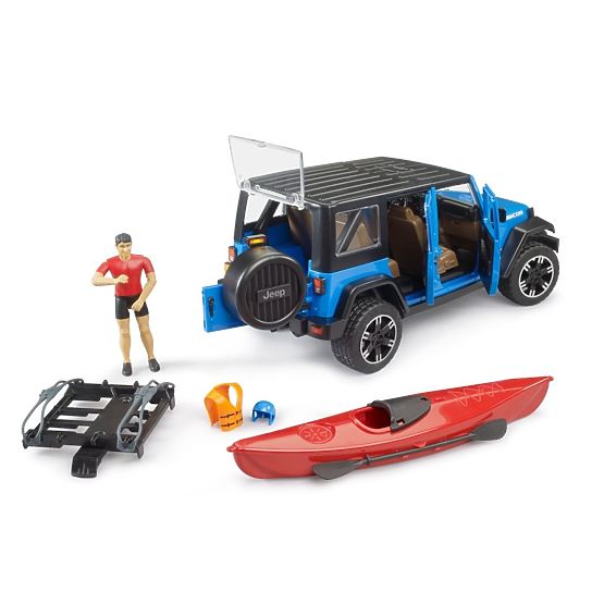 Bruder Jeep Wrangler Rubicon with Kayak and Figure 1:16