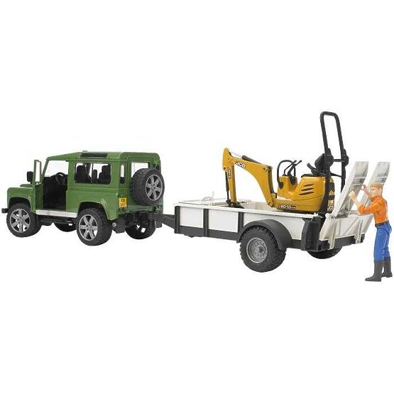 Bruder LAND ROVER + Trailer, JCB Micro Excavator