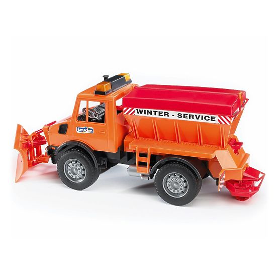 Bruder Mercedes Benz UNIMOG Spreader with Plow