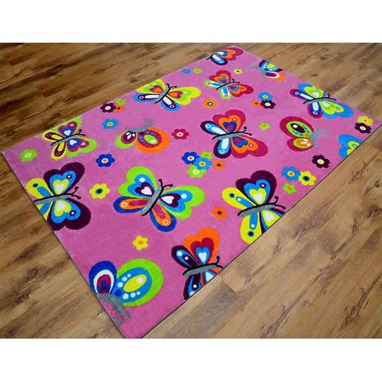 Butterflies Lea Children's Rug - Light Pink