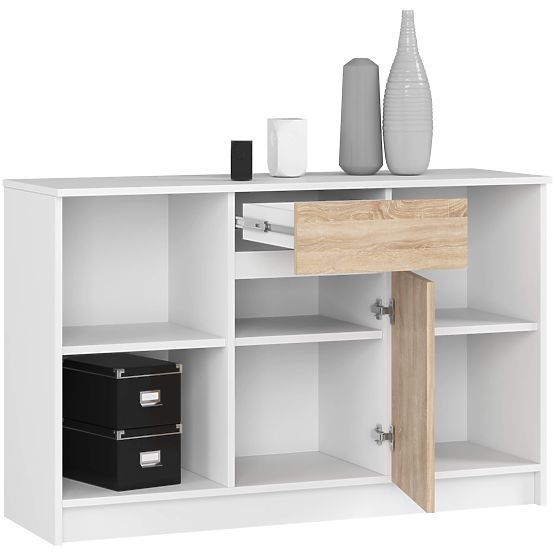 CHEST OF DRAWERS B-17 120 cm 1 DRAWER 1 DOOR PK WHITE / SONOMA