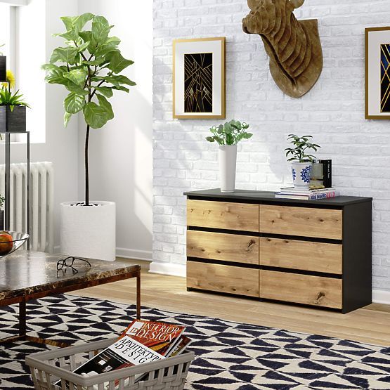 CHEST OF DRAWERS CL100 6DR GRAY / ARTISAN OAK