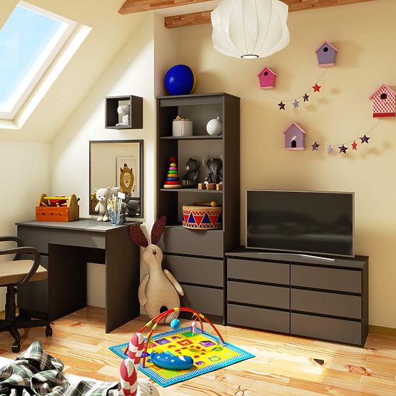 CHEST OF DRAWERS CL100 6DR PK GRAY