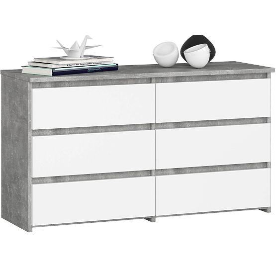 CHEST OF DRAWERS CL100 6DRW CONCRETE / WHITE