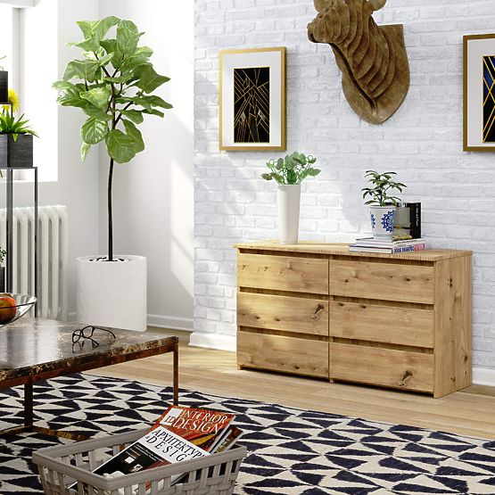 CHEST OF DRAWERS CL100 6SZ PK ARTISAN OAK