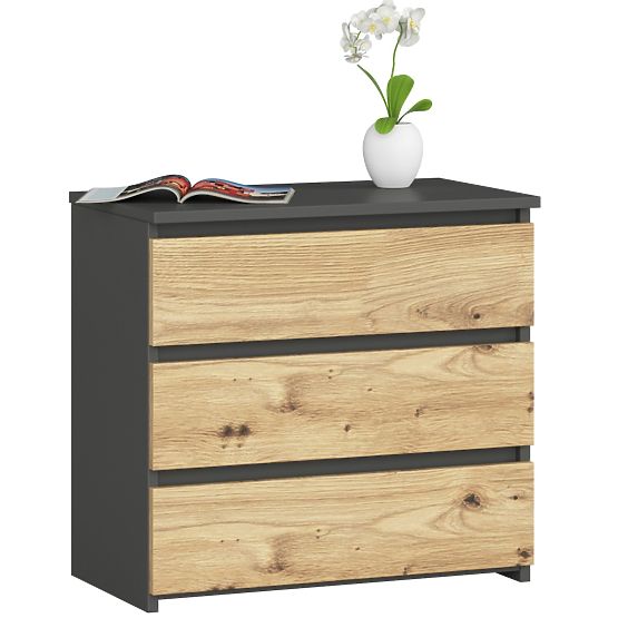 CHEST OF DRAWERS CL3 3SZ CLP PK GRAPHITE GRAY / ARTISAN OAK