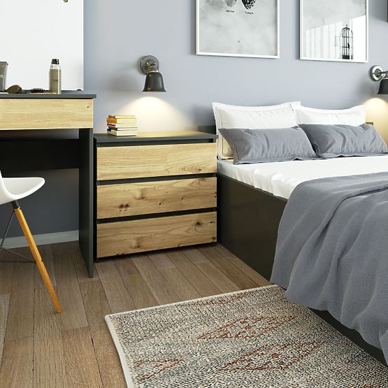 CHEST OF DRAWERS CL3 3SZ CLP PK GRAPHITE GRAY / ARTISAN OAK