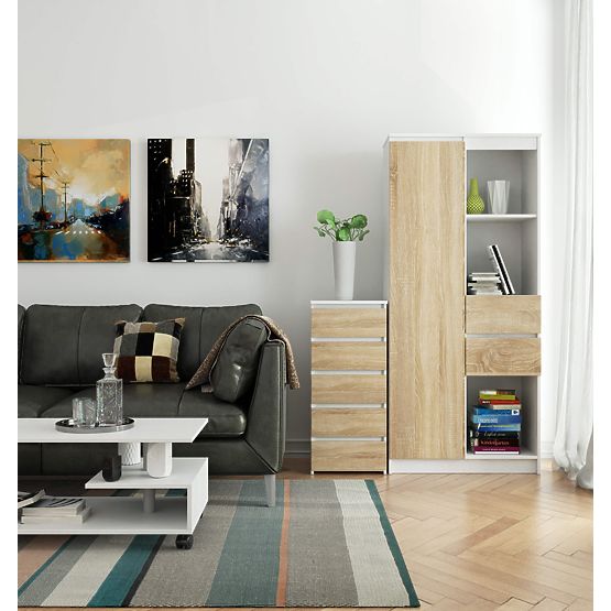 CHEST OF DRAWERS CL5 PK WHITE / OAK SONOMA