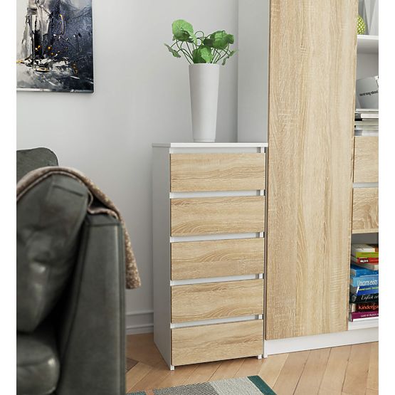 CHEST OF DRAWERS CL5 PK WHITE / OAK SONOMA
