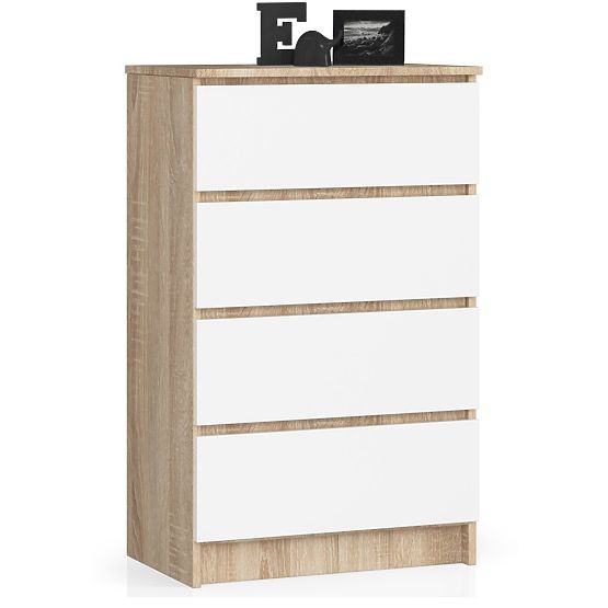 CHEST OF DRAWERS K 60 cm 4 DRAWERS PK SONOMA / WHITE