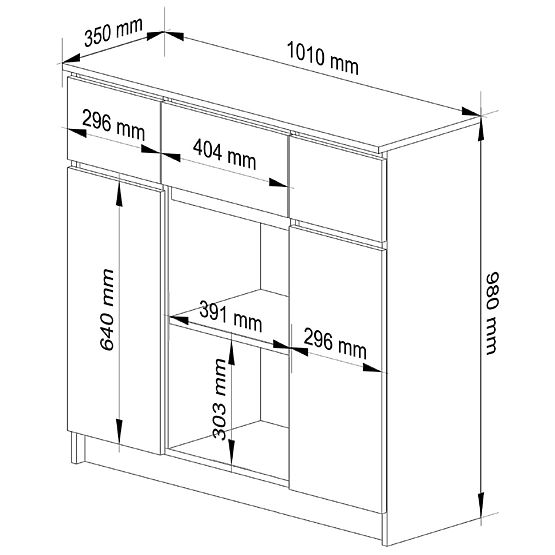 CHEST OF DRAWERS K100 2D 3SZ 1P PK CONCRETE