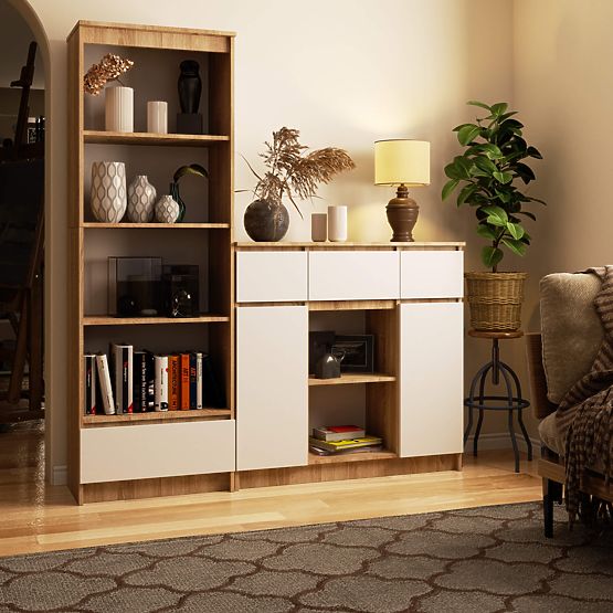 CHEST OF DRAWERS K100 2D 3SZ 1P PK OAK SONOMA / WHITE