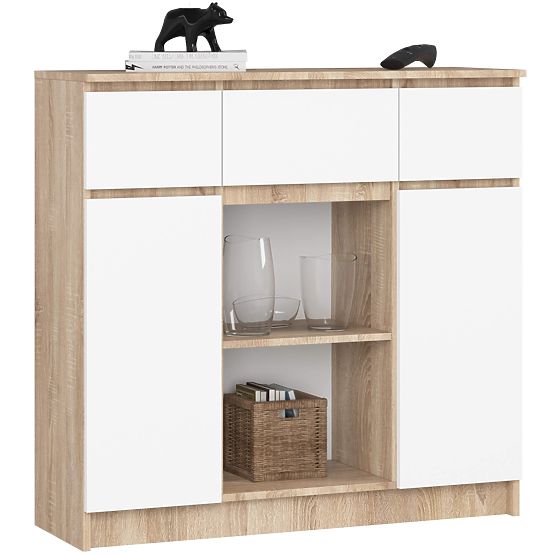 CHEST OF DRAWERS K100 2D 3SZ 1P PK OAK SONOMA / WHITE